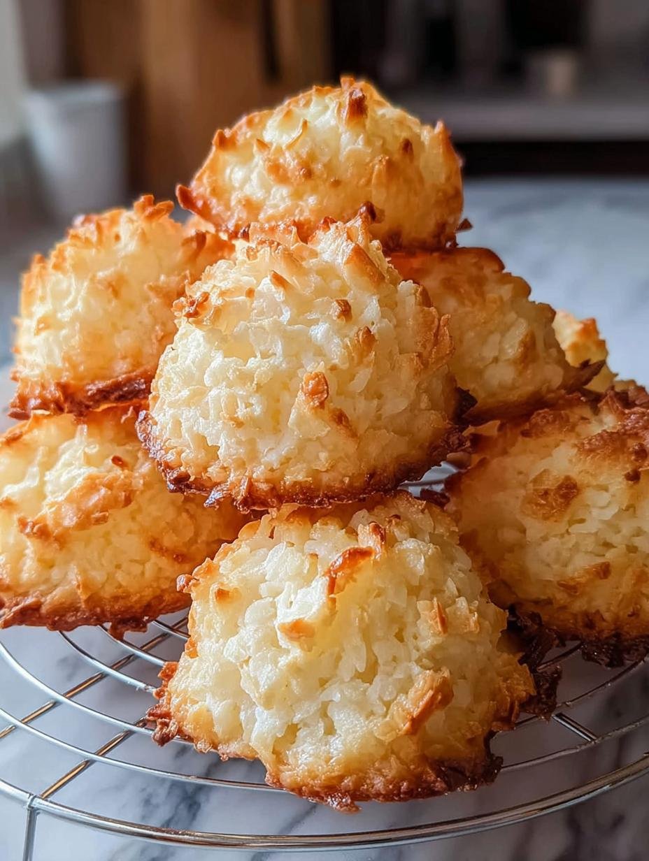 Kokosmakronen: 1 ultieme verrukking die je móet proberen - Kokosmakronen Ein Unglaubliches Ultimatives - heerlijke goudbruine kokosmakronen op een bakplaat