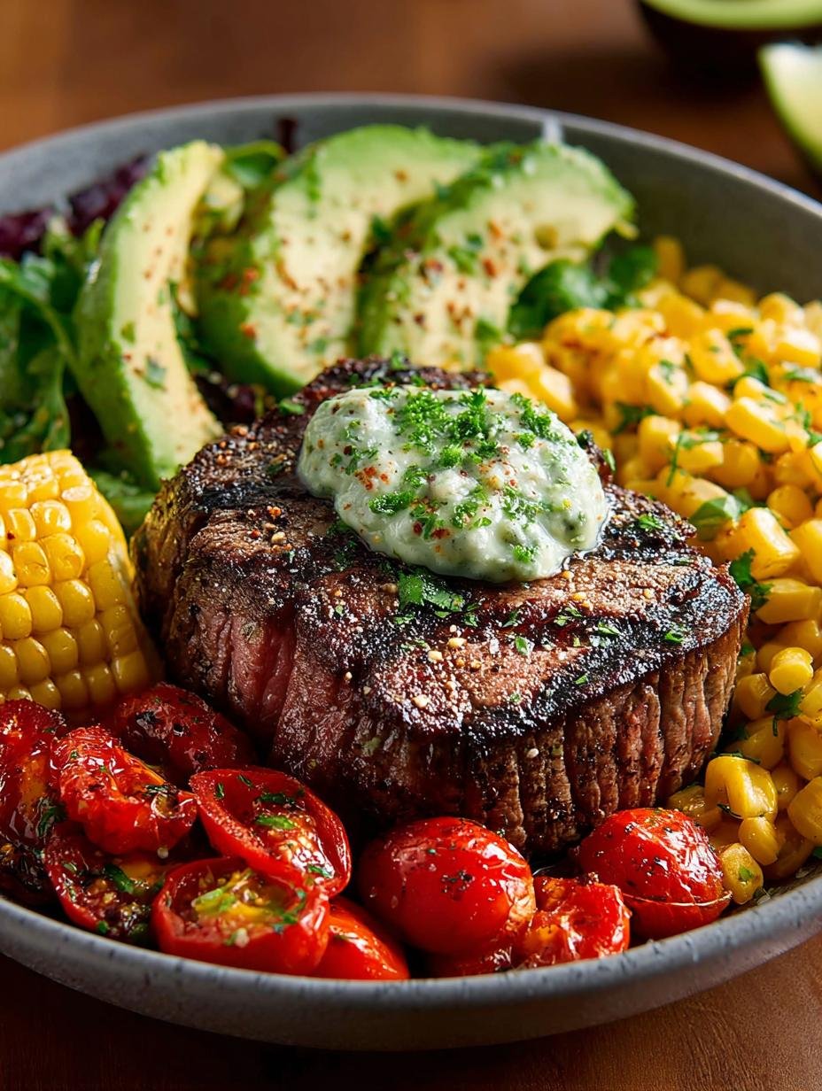 Steak Avocado Roasted Corn