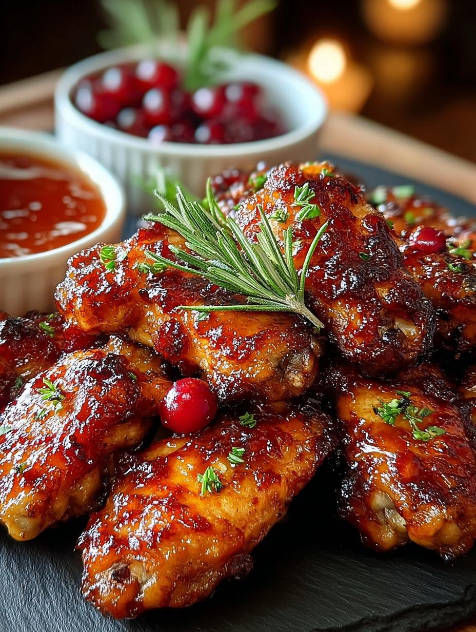 Heerlijke Zoete en Sappige Cranberry Kippenvleugels vers uit de heteluchtfriteuse, perfect voor de feestdagen