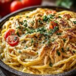 Cremige Hahnchen Spaghetti Schmortopf