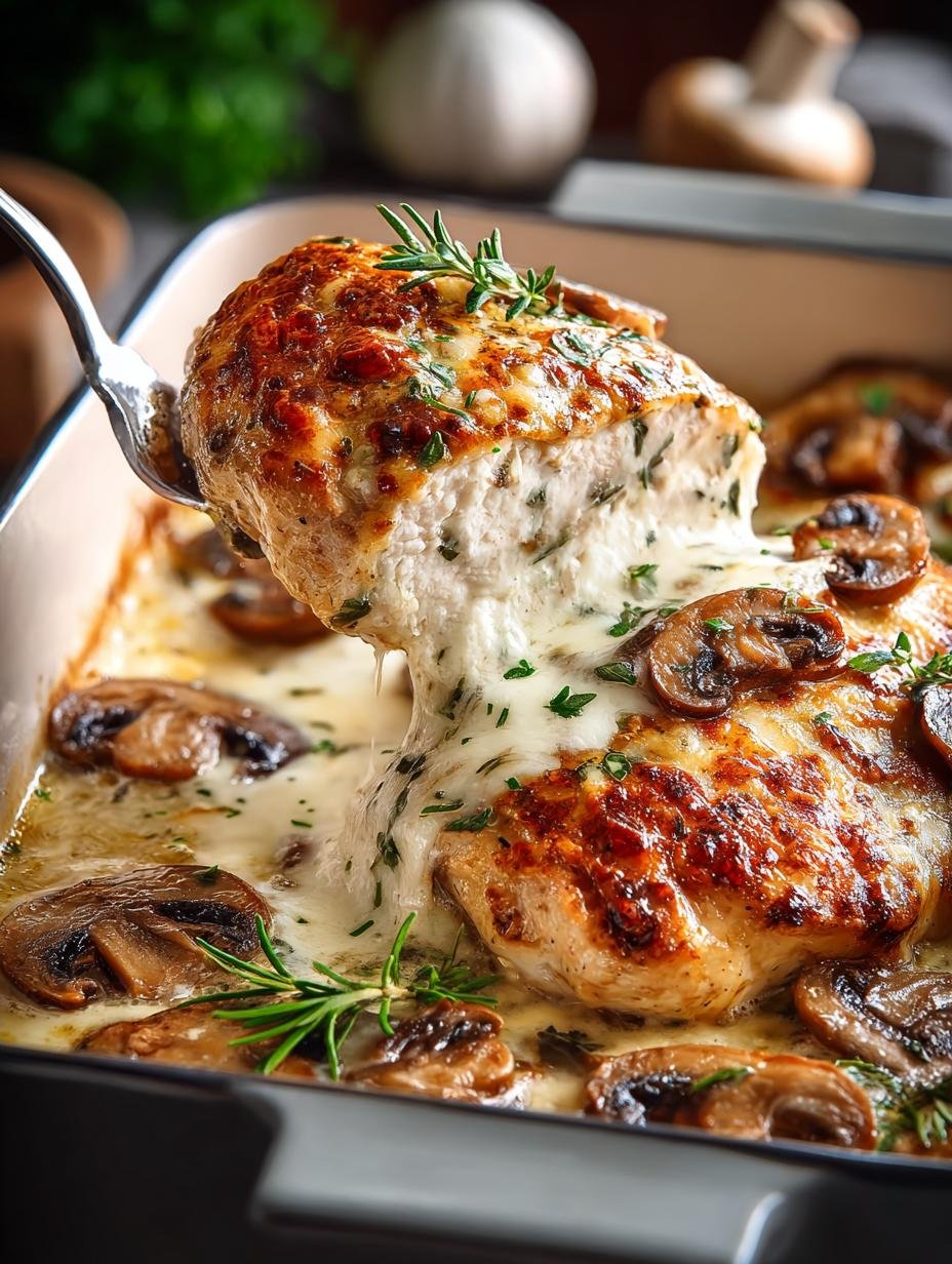 Heerlijke Cremiger Hahnchenauflauf Mit Pilzen met goudbruine kip en champignons