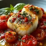 Gebratener Mediterraner Kabeljau Tomaten