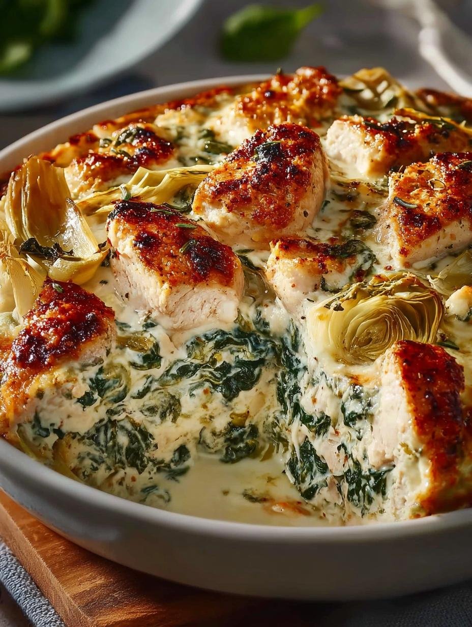 Spinach Artichoke Chicken Casserole