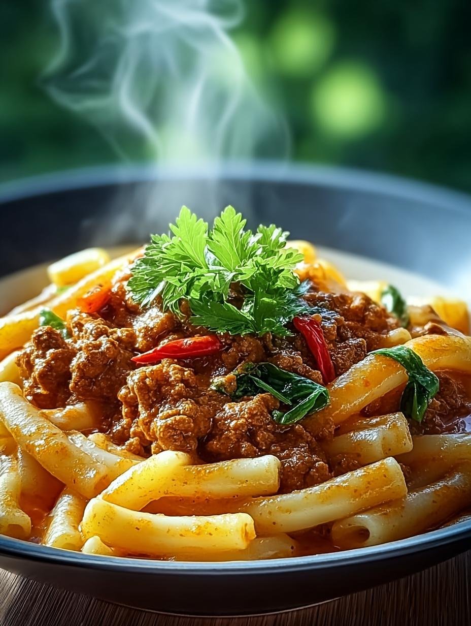 Curryrahm Nudeln Mit Hackfleisch