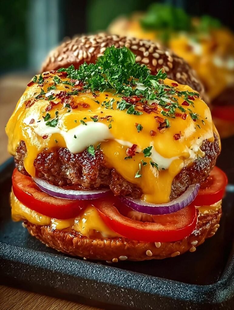 Gefuellte Cheeseburger Paprika