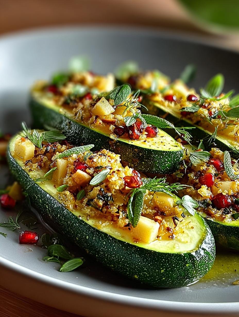 Close-up van de rijke, kruidige vulling in de Gefuellte Zucchini Mit Orientalischem