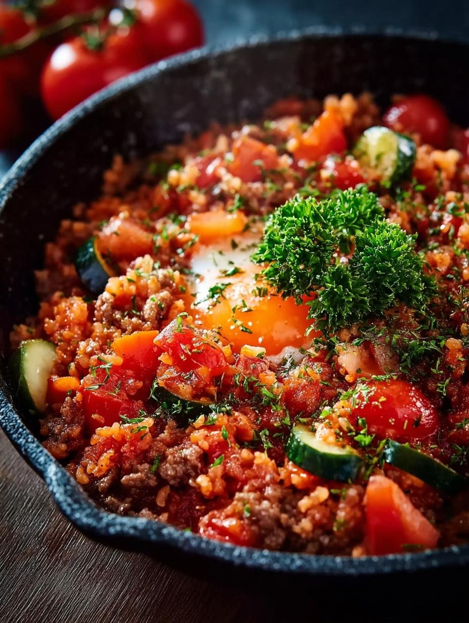 Reis Hackfleisch Pfanne Ajvar